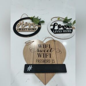 Rustic Wooden Wall Decor Set - Black, White, Brown